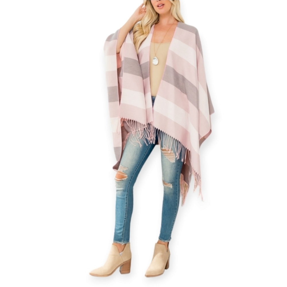 Ruana Sweater Wrap With Fringe